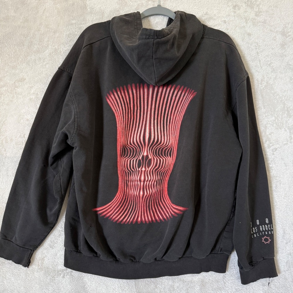 Vintage Tool Band Skull Graphic Full Zip Hoodie Black Mens Large Grunge Rock